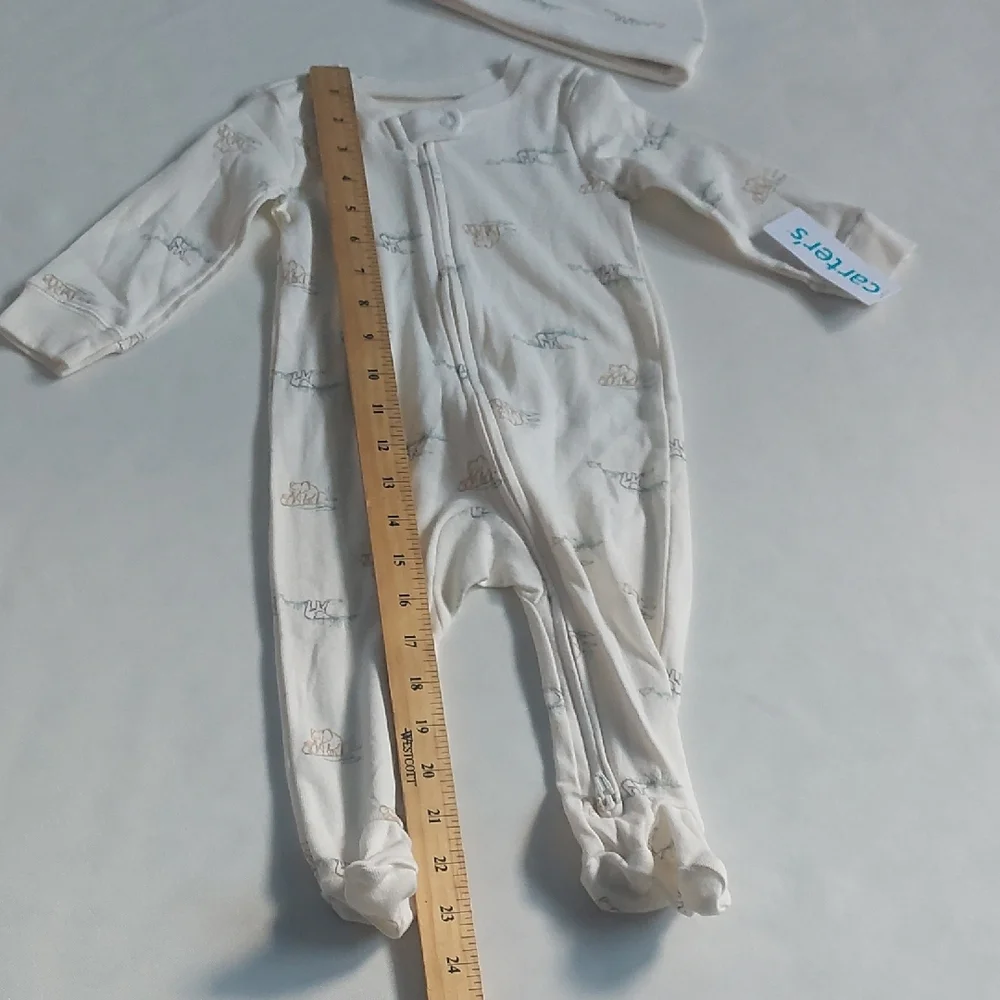 Carter's White Footie One Piece with‎ Soft Cotton Comfort 9 months